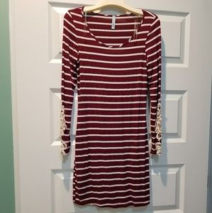 Crimson and white dress